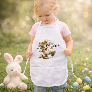 Cute Cartoon Easter Egg Illustration Kids Apron