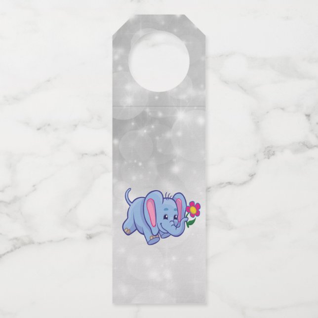 Cute cartoon elephant bottle tag (Front)