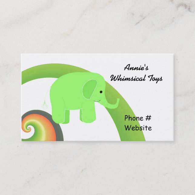 Cute Cartoon Elephant Business Card (Front)