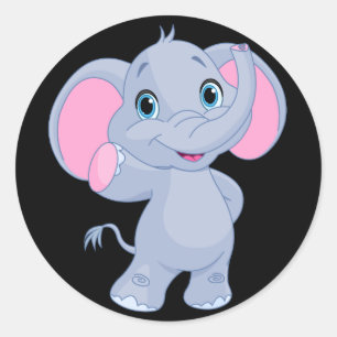Cute Cartoon Elephant Classic Round Sticker