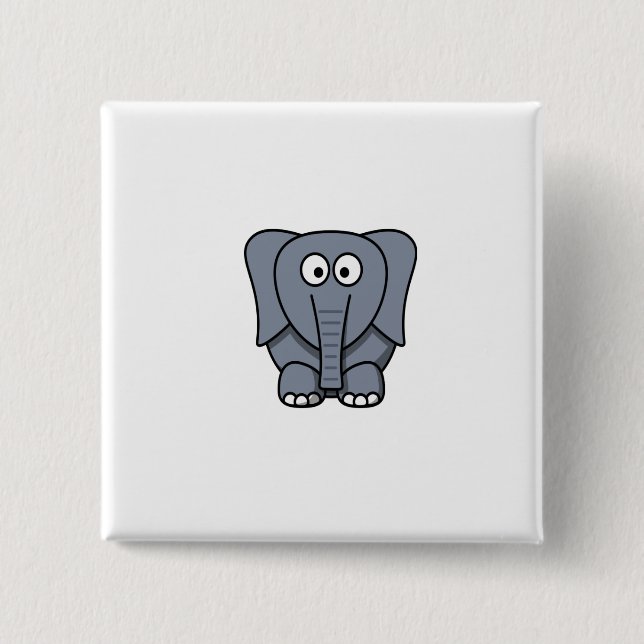 Cute Cartoon Elephant Clipart 15 Cm Square Badge (Front)
