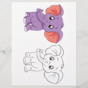 Cute Cartoon elephant colouring page