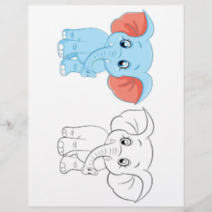 Cute Cartoon elephant colouring page