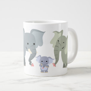 Cute Cartoon Elephant Family Jumbo Mug