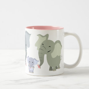 Cute Cartoon Elephant Family Mug