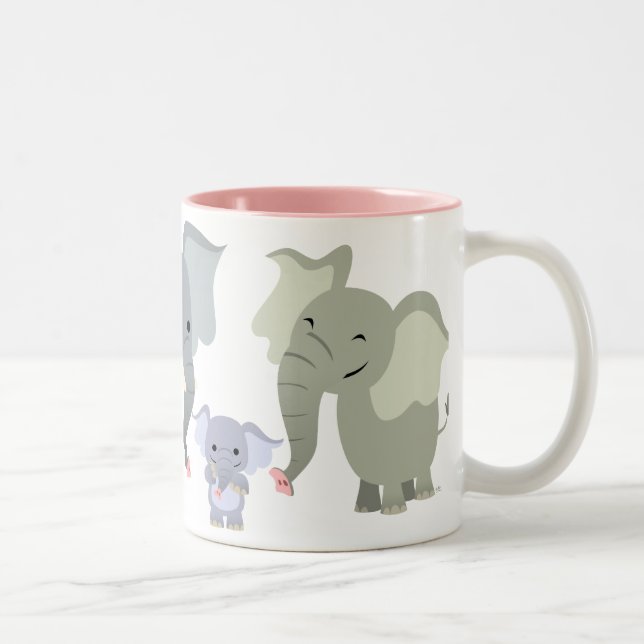Cute Cartoon Elephant Family Mug (Right)