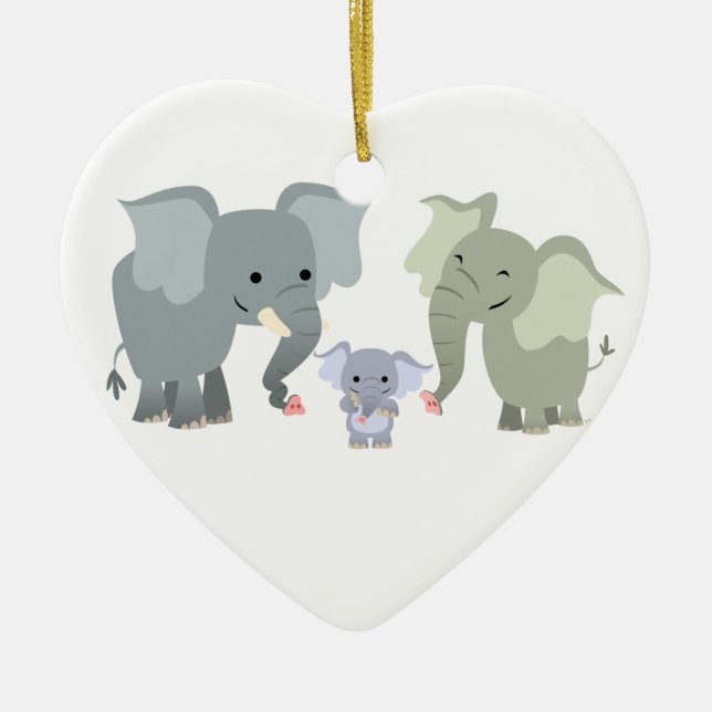 Cute Cartoon Elephant Family Ornament (Front)