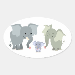 Cute Cartoon Elephant Family Sticker