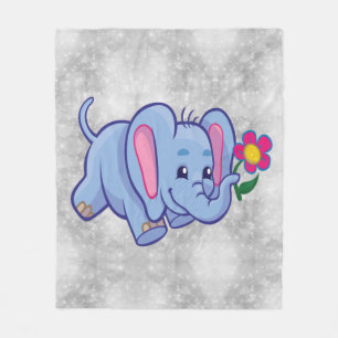 Cute cartoon elephant fleece blanket