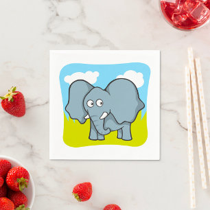 Cute Cartoon Elephant Fun Jungle Animal  Napkin