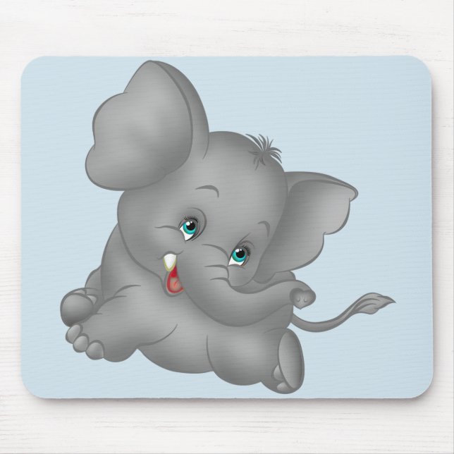 Cute Cartoon Elephant Mouse Mat (Front)