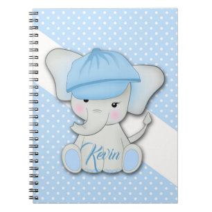 Cute cartoon elephant on a blue background notebook