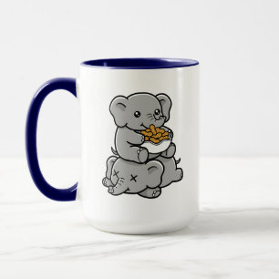 Cute Cartoon Elephants Eating Peanuts Fun Art Mug