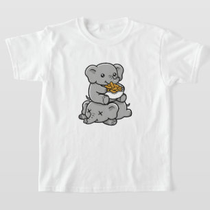 Cute Cartoon Elephants Eating Peanuts Fun Art T-Shirt