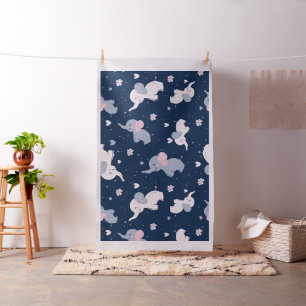 Cute cartoon elephants pattern on navy-blue fabric