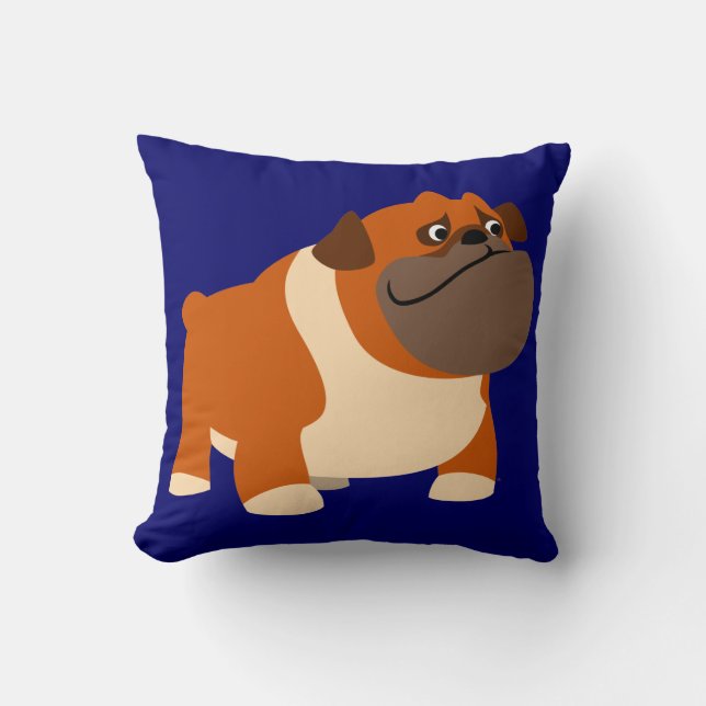 Cute Cartoon English Bulldog Pillow (Front)