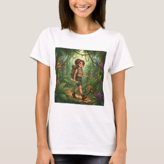 Cute Cartoon Explorer Girl in the Jungle T-Shirt