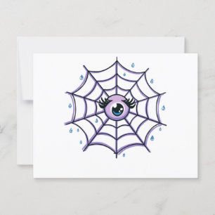 Cute Cartoon Eye in a Sparkly Web Postcard