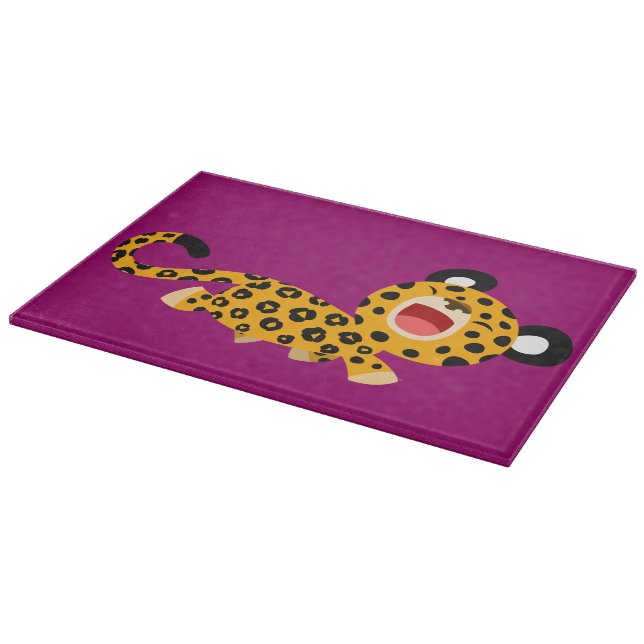 Cute Cartoon Facetious Leopard Cutting Board (Corner)