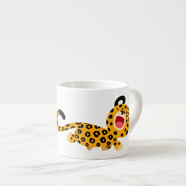 Cute Cartoon Facetious Leopard Espresso Mug (Front Right)