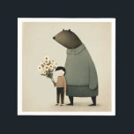 Cute cartoon fairy bear and boy. Friends Birthday Napkin<br><div class="desc">Cute cartoon fairy bear and boy with flowers Napkins. Suitable for Mothers Day / Friends Birthday party.</div>