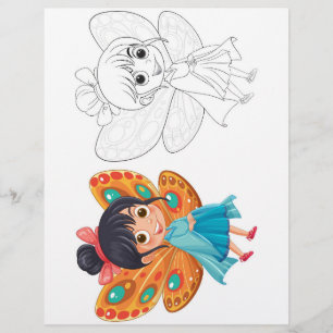 Cute cartoon fairy girl colouring page