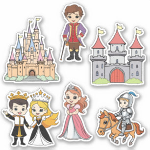 Cute Cartoon Fairytale Princess and Knight Sticker