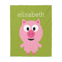 Cute Cartoon Farm Pig - Pink and Lime Green
