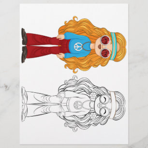 Cute Cartoon fashion girl colouring page