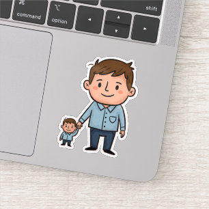 Cute Cartoon Father & Son Happy Father's Day
