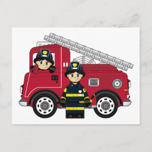 Cute Cartoon Fireman Postcard