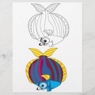 Cute Cartoon fish colouring page