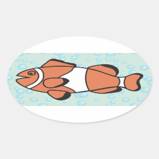 Cute Cartoon Fish Oval Sticker