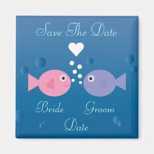 Cute Cartoon Fish Save The Date Customisable Magnet