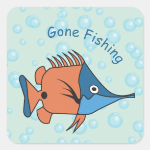 Cute Cartoon Fish Square Sticker