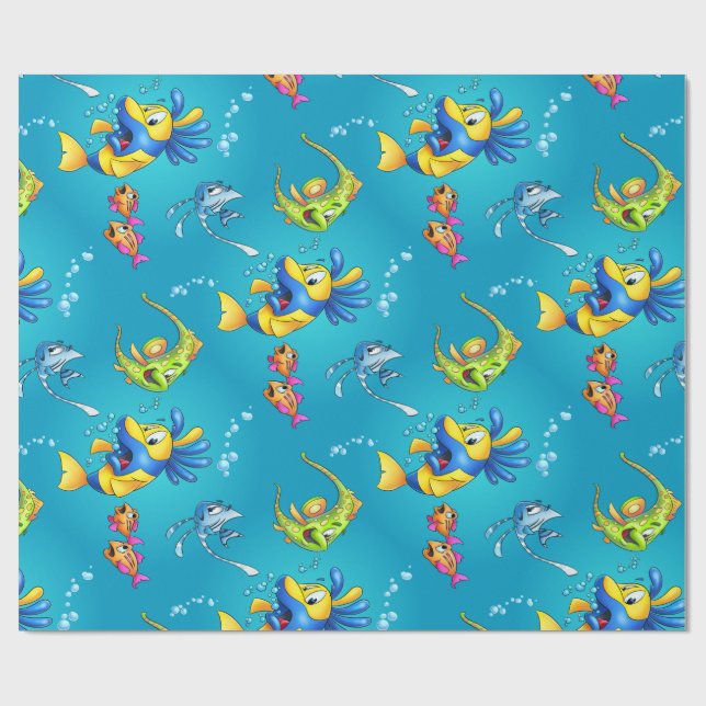 Cute Cartoon fish wrapping paper (Flat)