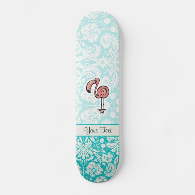 Cute Cartoon Flamingo Skateboard (Front)