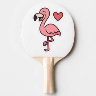 Cute Cartoon Flamingo Sticker with Heart Ping Pong Paddle