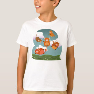 Cute Cartoon Floating Highland Cows Kids T-Shirt