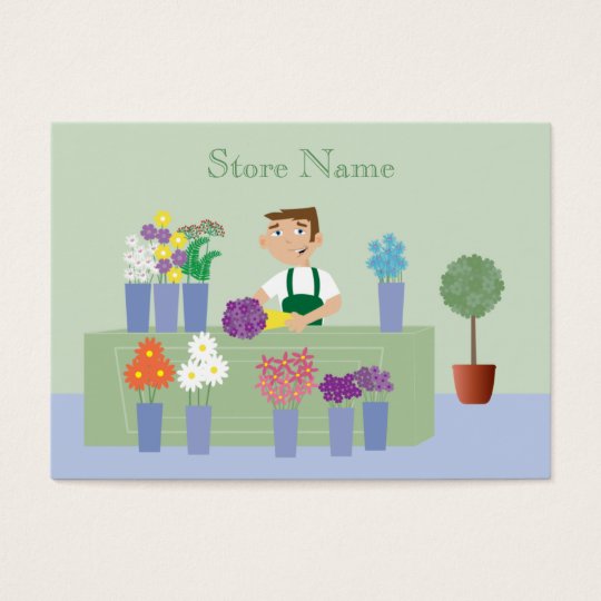 Cute Cartoon Florist & Flowers Business Cards