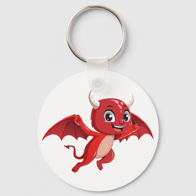 Cute cartoon flying devil key ring (Front)