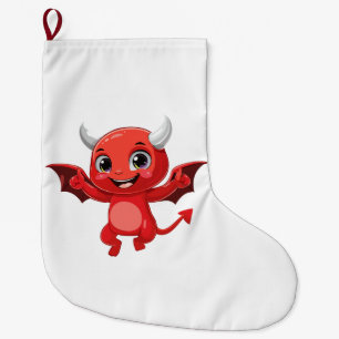 Cute cartoon flying devil large christmas stocking