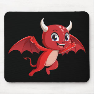 Cute cartoon flying devil mouse mat
