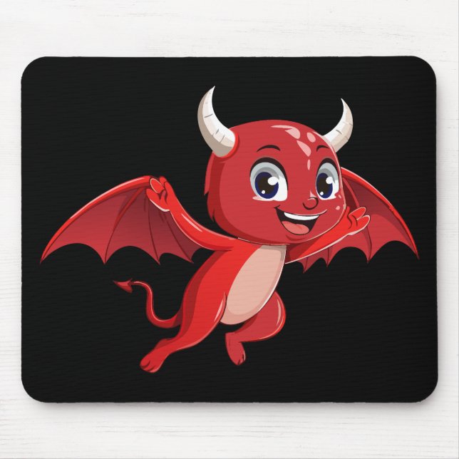 Cute cartoon flying devil mouse mat (Front)