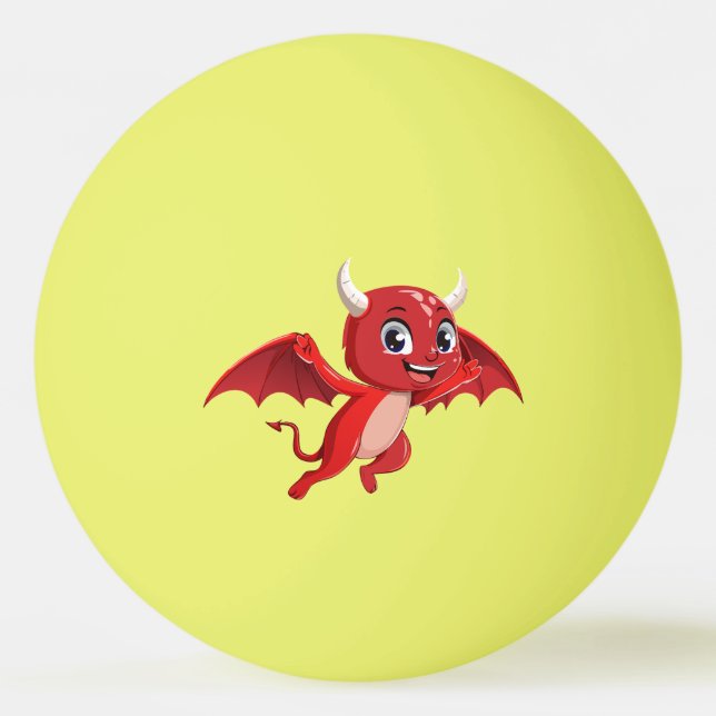 Cute cartoon flying devil ping pong ball (Front)