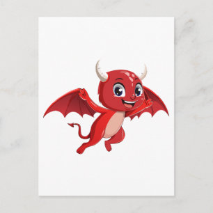 Cute cartoon flying devil postcard