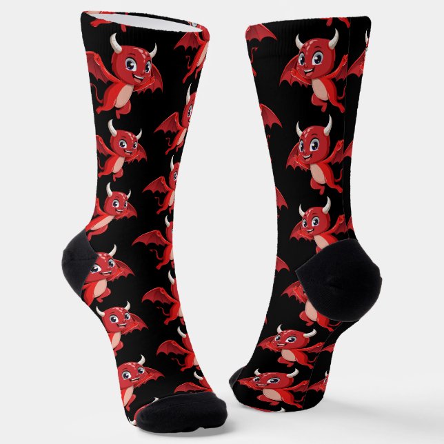 Cute cartoon flying devil socks (Angled)