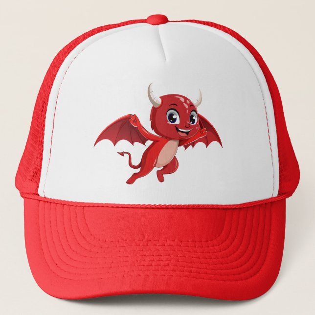 Cute cartoon flying devil trucker hat (Front)