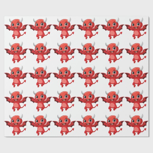 Cute cartoon flying devil wrapping paper (Flat)