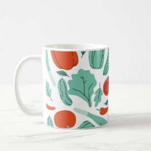 Cute Cartoon Food: Vibrant Vegetables Pattern Coffee Mug